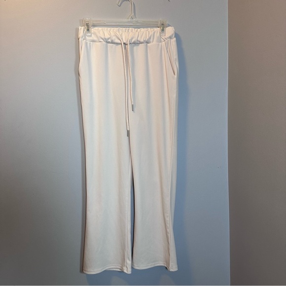 Womens pants elastic waist pockets cream color - Picture 1 of 6